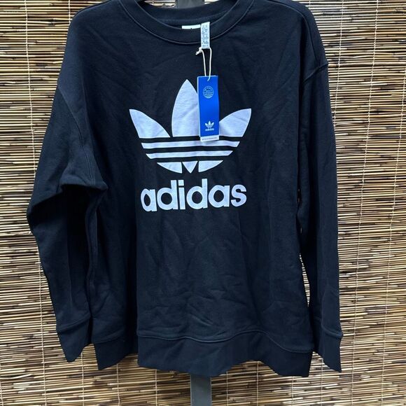 Adidas Originals Plus Size Cotton Logo Graphic Sweatshirt‎ - Black size 1X - Picture 2 of 3